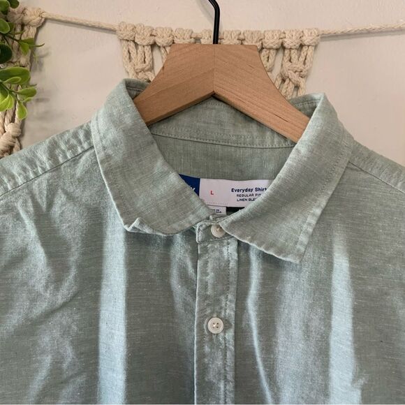OLD NAVY Men’s Everyday Regular Fit Linen Blend Shirt Milky Jade Green Large - Picture 4 of 11